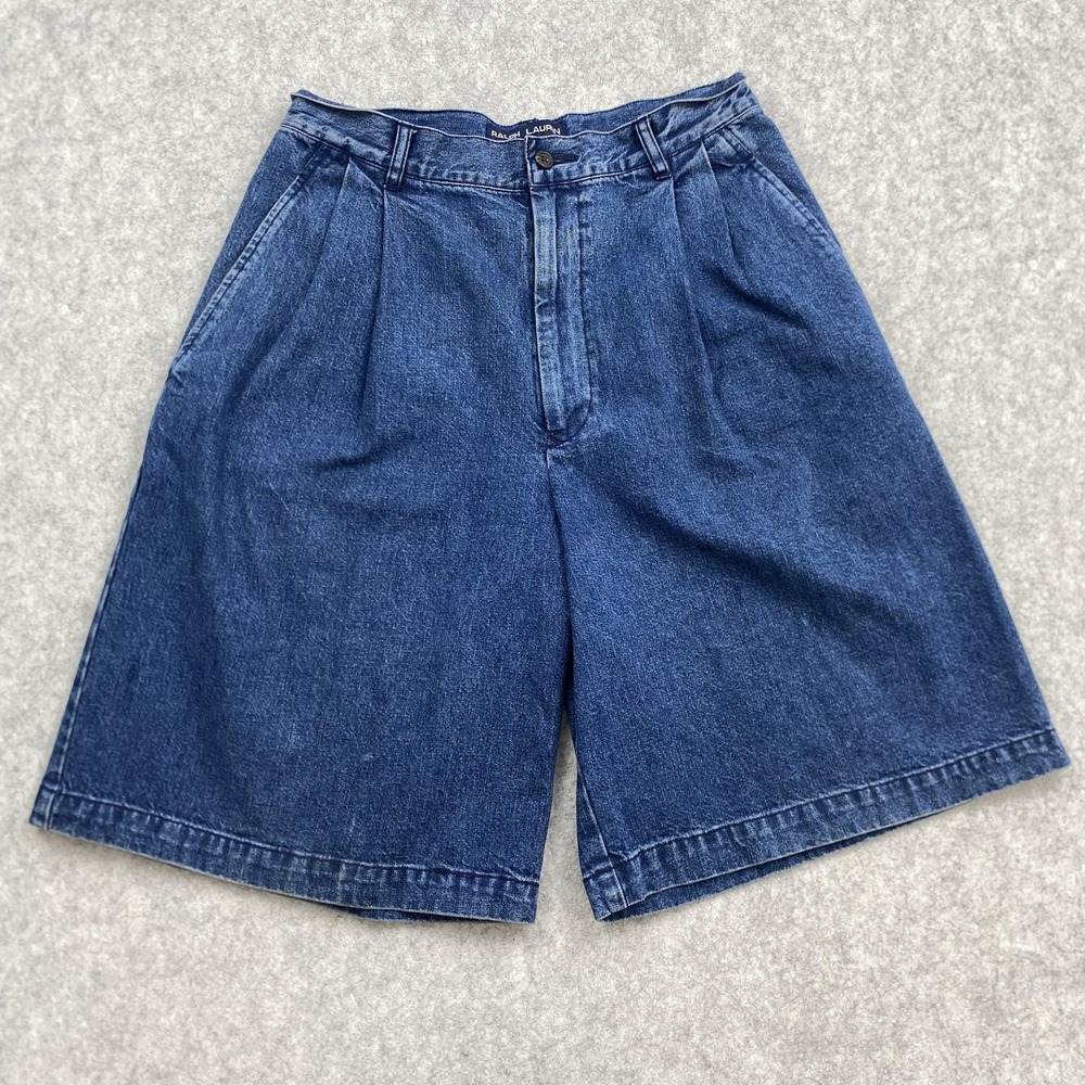 Ralph Lauren Polo Sport Bermuda Shorts Womens 8 (26x9) Blue Pleated *STAINED*
